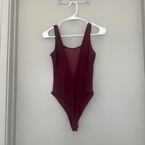 Forever 21 burgundy mesh bodysuit